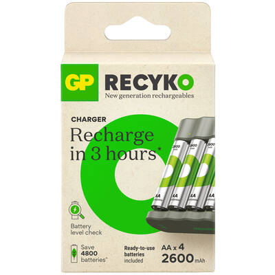 GP B441 USB Pil Şarj Cihazı 4 Adet 2600mAh AA Kalem Pilli Set - 1
