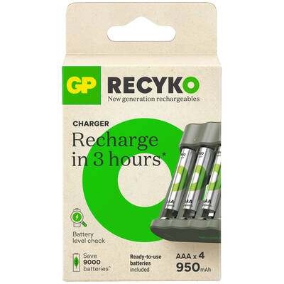 GP B441 USB Pil Şarj Cihazı 4 Adet 950mAh AAA İnce Pilli Set - 1