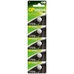 GP Batteries Cr1216 1216 Boy Lityum Düğme Pil, 3 Volt, 5'li Kart - 3