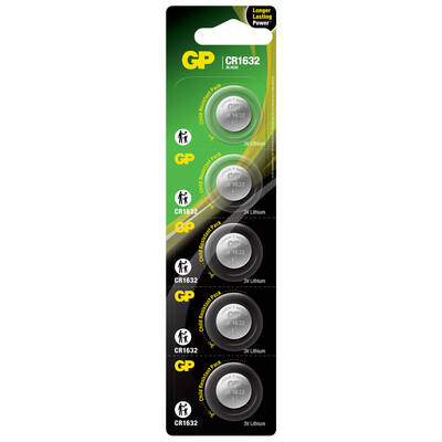 GP Batteries Cr1632 1632 Boy Lityum Düğme Pil, 3 Volt, 5'li Kart - 1