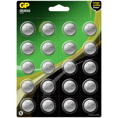 GP Batteries Cr2032 2032 Boy Lityum Düğme Pil, 3 Volt, 20'li Kart - 1