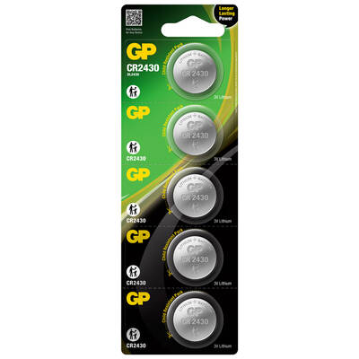 GP Batteries Cr2430 2430 Boy Lityum Düğme Pil, 3 Volt, 5'li Kart - 1