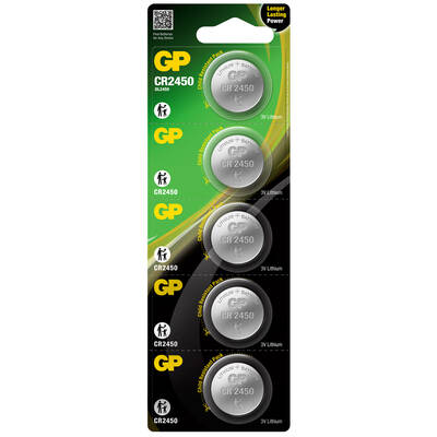 GP Batteries Cr2450 2450 Boy Lityum Düğme Pil, 3 Volt, 5'li Kart - 1