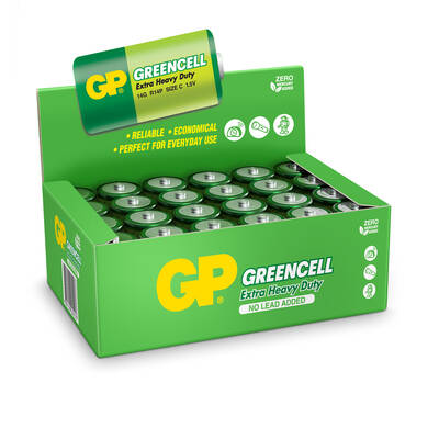 GP Batteries GP14G Greencell R14P/1235/C Boy Orta Pil, 1.5 Volt, 24'lü Kutu - 1