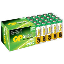 GP Batteries GP15A Süper Alkalin LR6/E91/AA Kalem Pil, 1.5 Volt, 40'lı Paket - Thumbnail