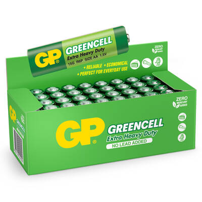 GP Batteries GP15G Greencell R6P/1215/AA Kalem Pil, 1.5 Volt, 40'lı Kutu - 1