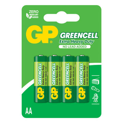 GP Batteries GP15G Greencell R6P/1215/AA Kalem Pil, 1.5 Volt, 4'lü Kart - 1