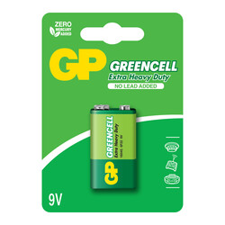 GP Batteries GP1604G Greencell 6F22/1222/9V Pil, 9 Volt, Tekli Kart - Thumbnail