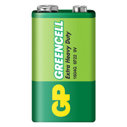 GP Batteries GP1604G Greencell 6F22/1222/9V Pil, 9 Volt, Tekli Kart - Thumbnail