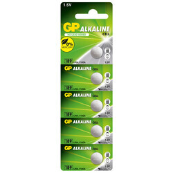 GP Batteries GP189 LR54/189/V10Ga Boy Alkalin Düğme Pil, 1.5 Volt, 5'li Kart - Thumbnail