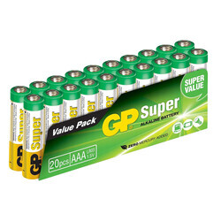 GP Batteries GP24A Süper Alkalin LR03/E92/AAA İnce Kalem Pil, 1.5 Volt, 20'li Paket - Thumbnail
