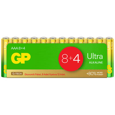G-TECH Ultra Alkalin İnce LR03 - AAA Boy 1.5V Pil 12'li Shrink - 1