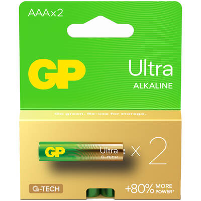 G-TECH Ultra Alkalin İnce LR03 - AAA Boy 1.5V Pil 2'li Kart - 1