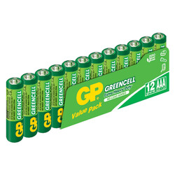 GP Batteries GP24G Greencell R03/1212/AAA İnce Kalem Pil, 1.5 Volt, 12'li Paket - Thumbnail