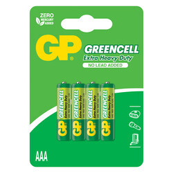 GP Batteries GP24G Greencell R03/1212/AAA İnce Kalem Pil, 1.5 Volt, 4'lü Kart - Thumbnail