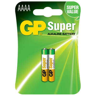 GP Batteries GP25A Süper Alkalin LR8D425/E96/AAAA Boy İncenin İncesi Pil, 1.5 Volt, 2'li Kart - 1