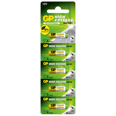 GP Batteries GP27A Süper Alkalin 27A/Mn27 Boy Pil, 12 Volt, 5'li Kart - 1