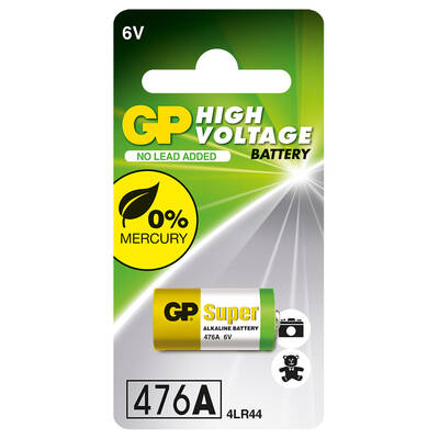 GP Batteries GP476A Süper Alkalin 476A/Px28A/A544/4LR44 Boy Pil, 6 Volt, Tekli Kart - 1