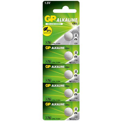 GP Batteries GPA76 LR44/A76/V13GA/AG13 Boy Alkalin Düğme Pil, 1.5 Volt, 5'li Kart - 1