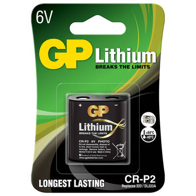 GP Batteries GPCr-P2 Cr-P2/Dl223A Boy Lityum Pil, 6 Volt, Tekli Kart - 1