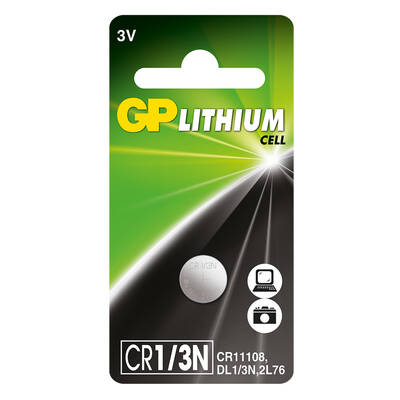 GP Batteries GPCr1/3N Dl1/3N, 2L76, Cr1/3N Boy Lityum Düğme Pil, 3 Volt, Tekli Kart - 1
