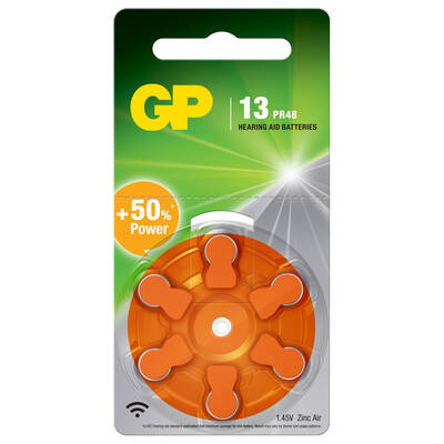 GP Batteries GPZA13 Da13/Ac13/Za13 Boy Işitme Cihazı Kulaklık Pili, 1.45 Volt, 6'lı Kart - 1