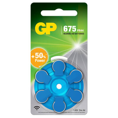 GP Batteries GPZA675 Da675/Ac675/Za675 Boy İşitme Cihazı Kulaklık Pili, 1.45 Volt, 6'lı Kart - 1
