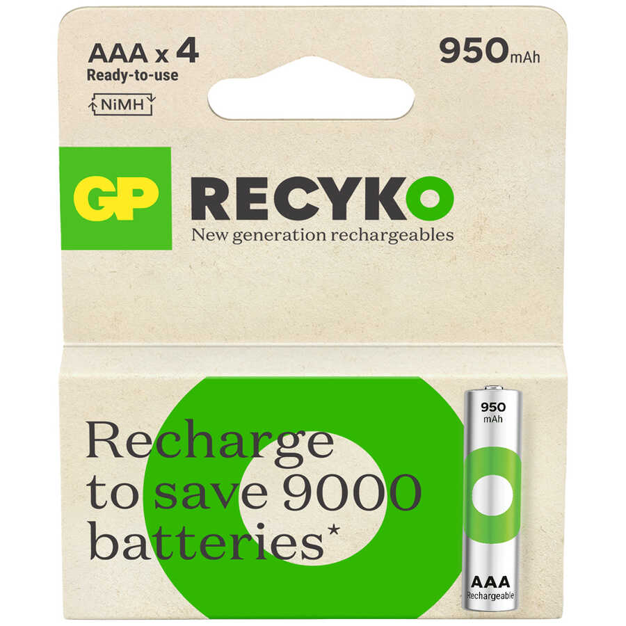 Piles rechargeables AAA, 4 ReCyko, 950 mAh