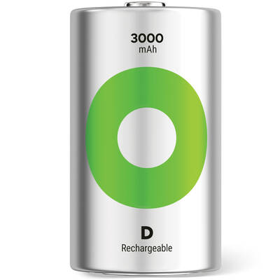 GP Batteries ReCyko 3000mAh D Boy Ni-Mh Şarjlı Pil, 1.2 Volt, 2'li Kart - 3