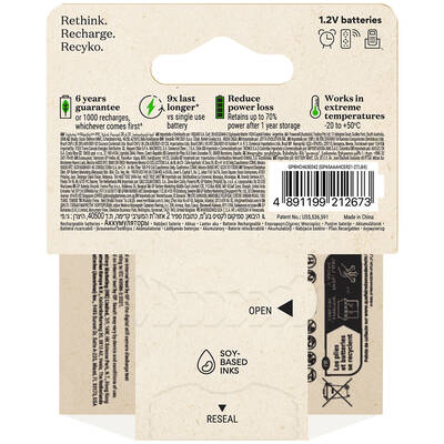 GP Batteries ReCyko 650mAh AAA İnce Kalem Ni-Mh Şarjlı Pil, 1.2 Volt, 4'lü Kart - 2