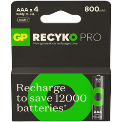 GP Batteries ReCyko Pro AAA İnce Ni-Mh Şarjlı Pil, 1.2 Volt, 4'lü Kart - Thumbnail