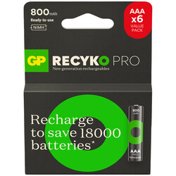 GP Batteries ReCyko Pro AAA İnce Ni-Mh Şarjlı Pil, 1.2 Volt, 6'lı Kart - Thumbnail