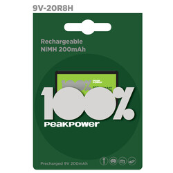 Peak Power PP20R8H 200 9V Boy Ni-Mh Şarjlı Pil, 8.4 Volt, Tekli Kart - Thumbnail
