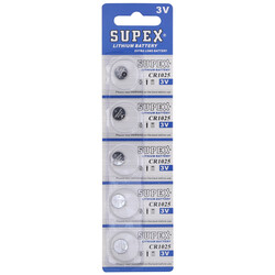 Supex Cr1025 Lityum Düğme Pil, 3 Volt, 5'li Kart - Thumbnail