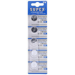 Supex Cr1616 Lityum Düğme Pil, 3 Volt, 5'li Kart - 2