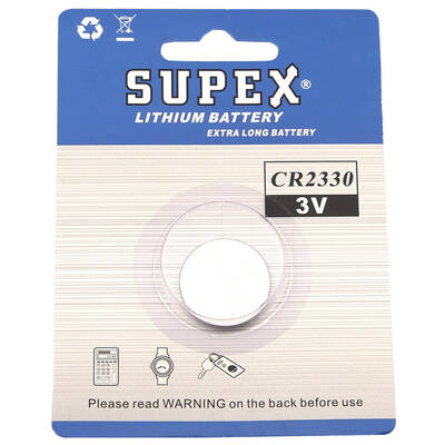 Supex Cr2330 Lityum Düğme Pil, 3 Volt, Tekli Kart - 1