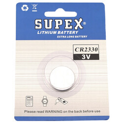 Supex Cr2330 Lityum Düğme Pil, 3 Volt, Tekli Kart - Thumbnail