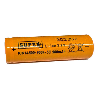 Supex ICR14500-900F-5C Lityum Ion 3.7V 900mAh 5C Deşarj Akımı Düz Kafa Pil - 2