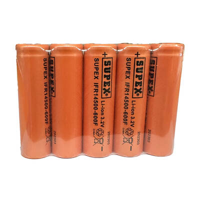 Supex IFR14500-600F 3.2V 600mAh Li-Ion Düz Kafa Pil - 1