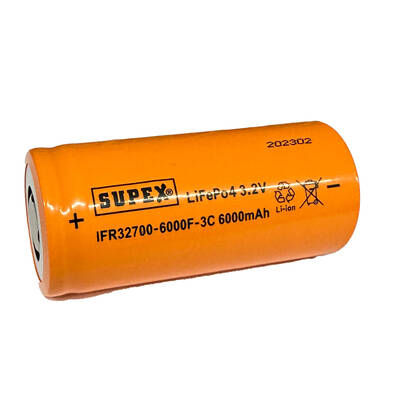 Supex IFR32700-6000F-3C 3.2V Li-Ion 6000mAh 3C Deşarj Akımı  Düz Kafa Pil - 2