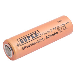 Supex SP14500-900D 900mAh 3.7V 14500 Model Li-Ion Düz Kafa Pil - Thumbnail