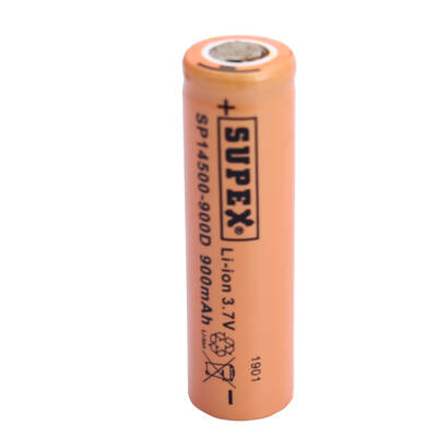 Supex SP14500-900D 900mAh 3.7V 14500 Model Li-Ion Düz Kafa Pil - 1