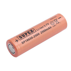 Supex SP18650-2500 2500 mAh 3.7V 18650 Model Li-Ion Düz Kafa Pil - Thumbnail