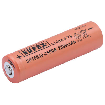 Supex SP18650-2500S 2500mAh 3.7V 18650 Model Li-Ion Uçlu Kafa Pil - 2