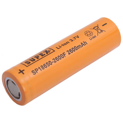 Supex SP18650-2600F 3.7V 18650 Model 2600mAh 10A Deşarj Akımı Li-İon Düz Kafa Pil - 2